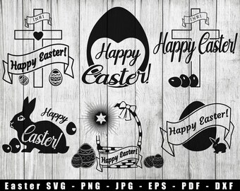Ostern Silhouetten SVG, Ostern Feier JPG, Osterzeit PNG, Ostern Schnittdatei, Oster clip art