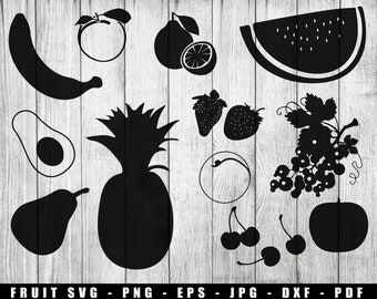 Obst SVG Schnittdatei, Obst Vektoren PDF, Frucht Silhouetten SVG, Bügelbild png