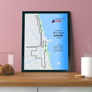 Personalisierte Chicago Marathon Route Karte (hochauflösende Bilddatei)