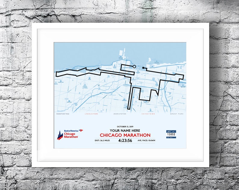 Customised Chicago Marathon Route Map high Resolution Image File Etsy