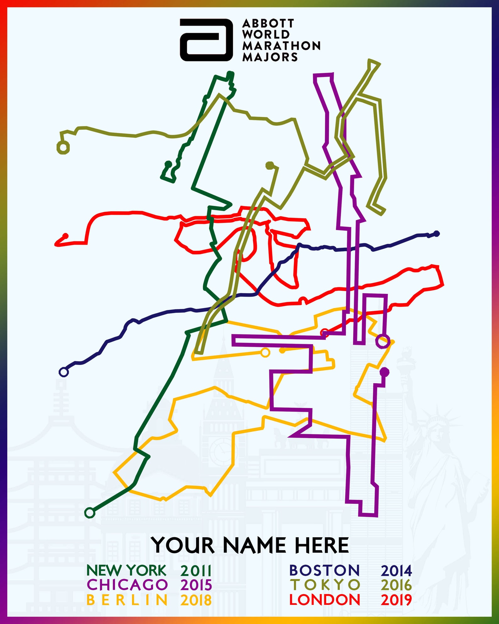 World Marathon Majors Route Poster high Resolution Image File Etsy