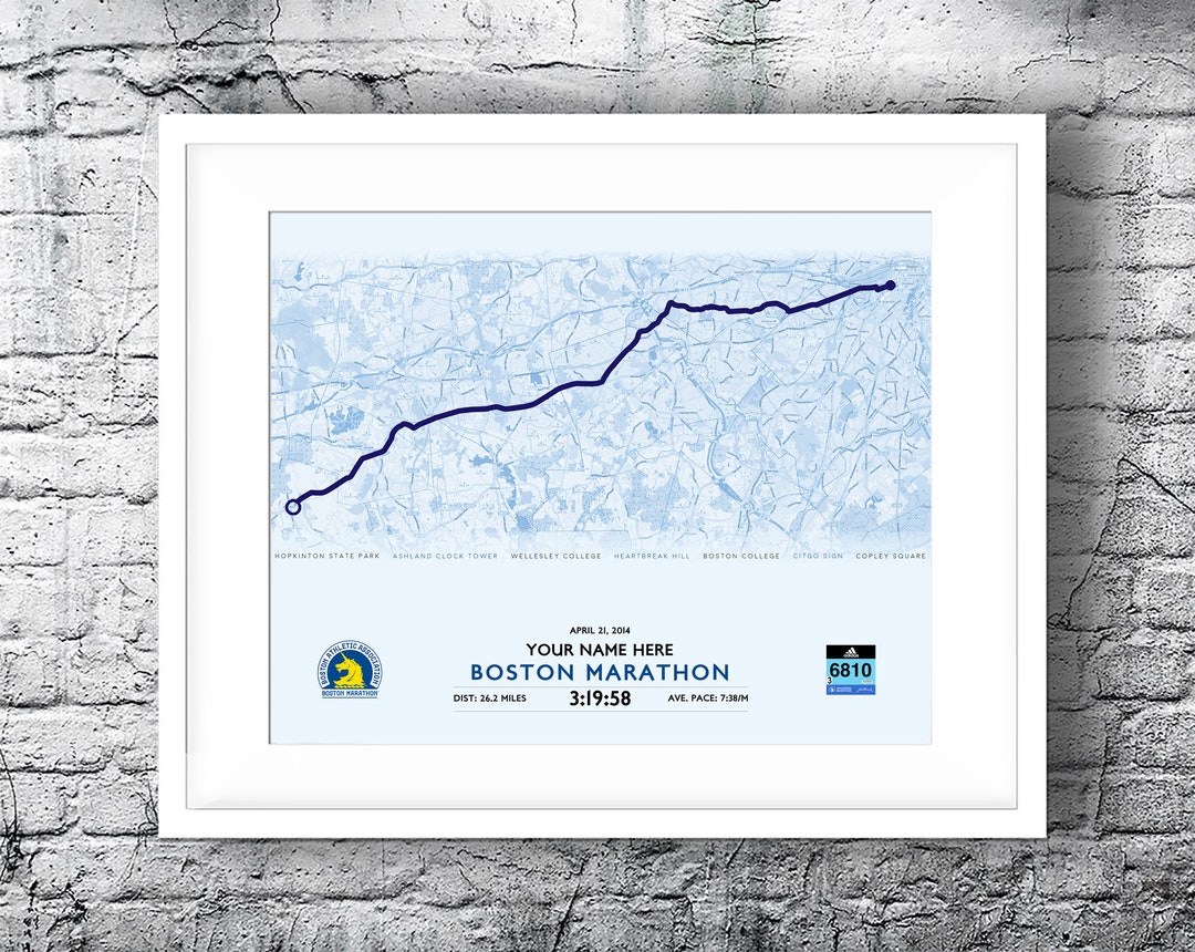 Customised Boston Marathon Route Map high Resolution Image File Etsy