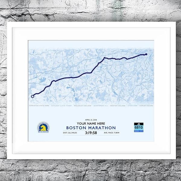 Customised Boston Marathon Route Map (high resolution image file)