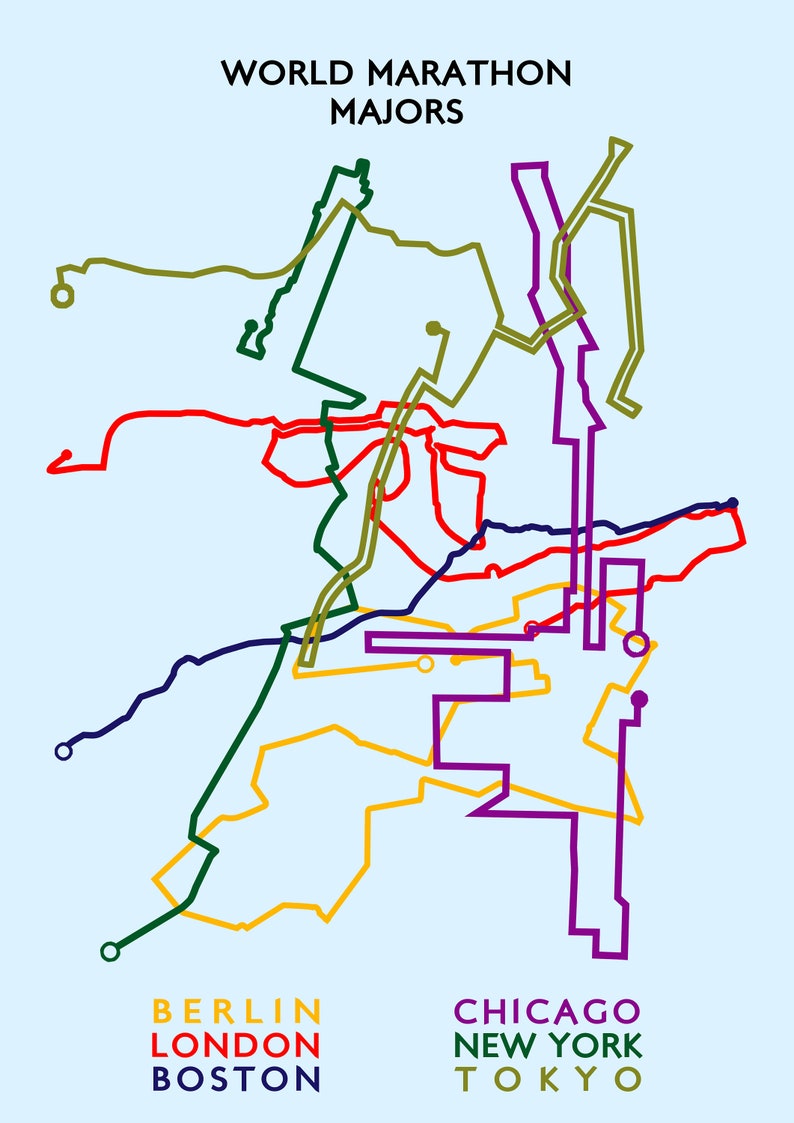 World Marathon Majors Route Poster high Resolution Image Etsy