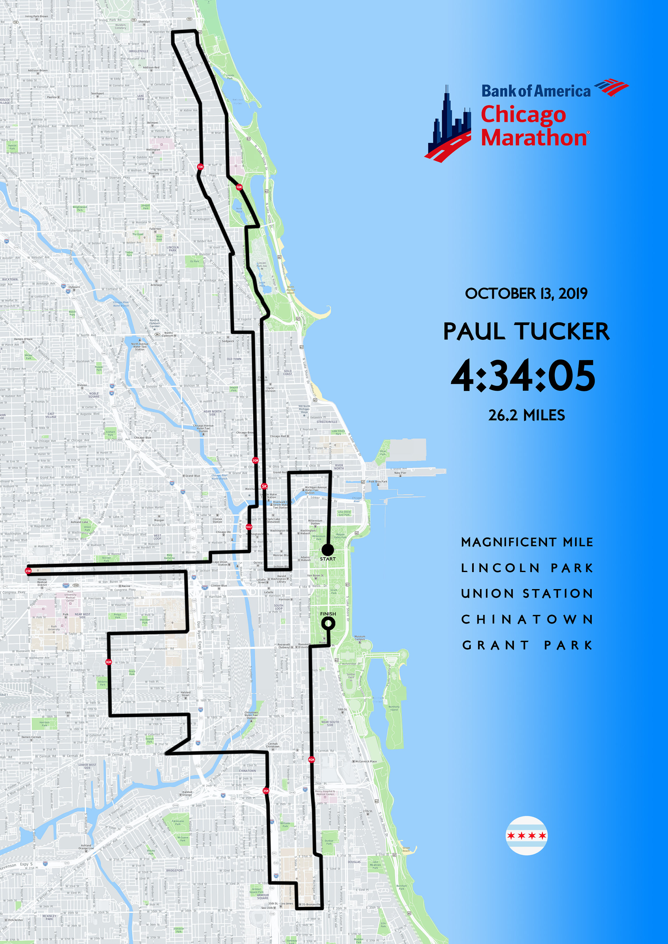 Customised Chicago Marathon Route Map high Resolution Image File Etsy