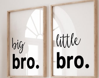 Big Bro Little Bro, Set of 2 Print, Kid Room Wall Art, Brother Quotes, Minimal Nursery Poster, Instant Download, brotherhood poster, toddler