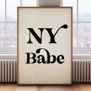 NY Babe, trendige Wandkunst, New York Wanddekor, Retro New York Poster, druckbares Poster, Wohnung zum Herunterladen, SOFORTIGER DOWNLOAD