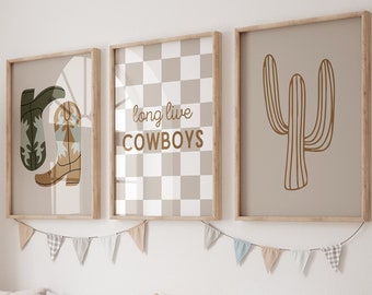 Set of 3, Digital Download, Cowboy nursery decor, Baby boy wall art, Western nursery, Boys room decor, rustic nursery, toddler room decor
