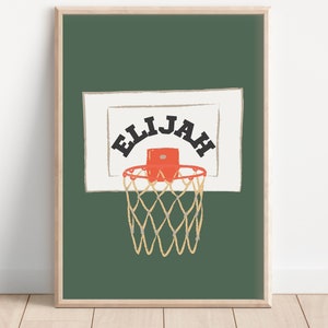 Personalized Name, Digital Download, Basketball Poster, Sport Nursery, Baby Boy Room, Toddler Poster, Gallery Boy Room, Kids Sports Wall Art