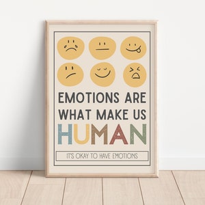 Emotions Make us Human Poster, It&#39;s Okay To Have Emotions, Retro Motivation Poster Home Office, Classroom Poster, class posters elementary
