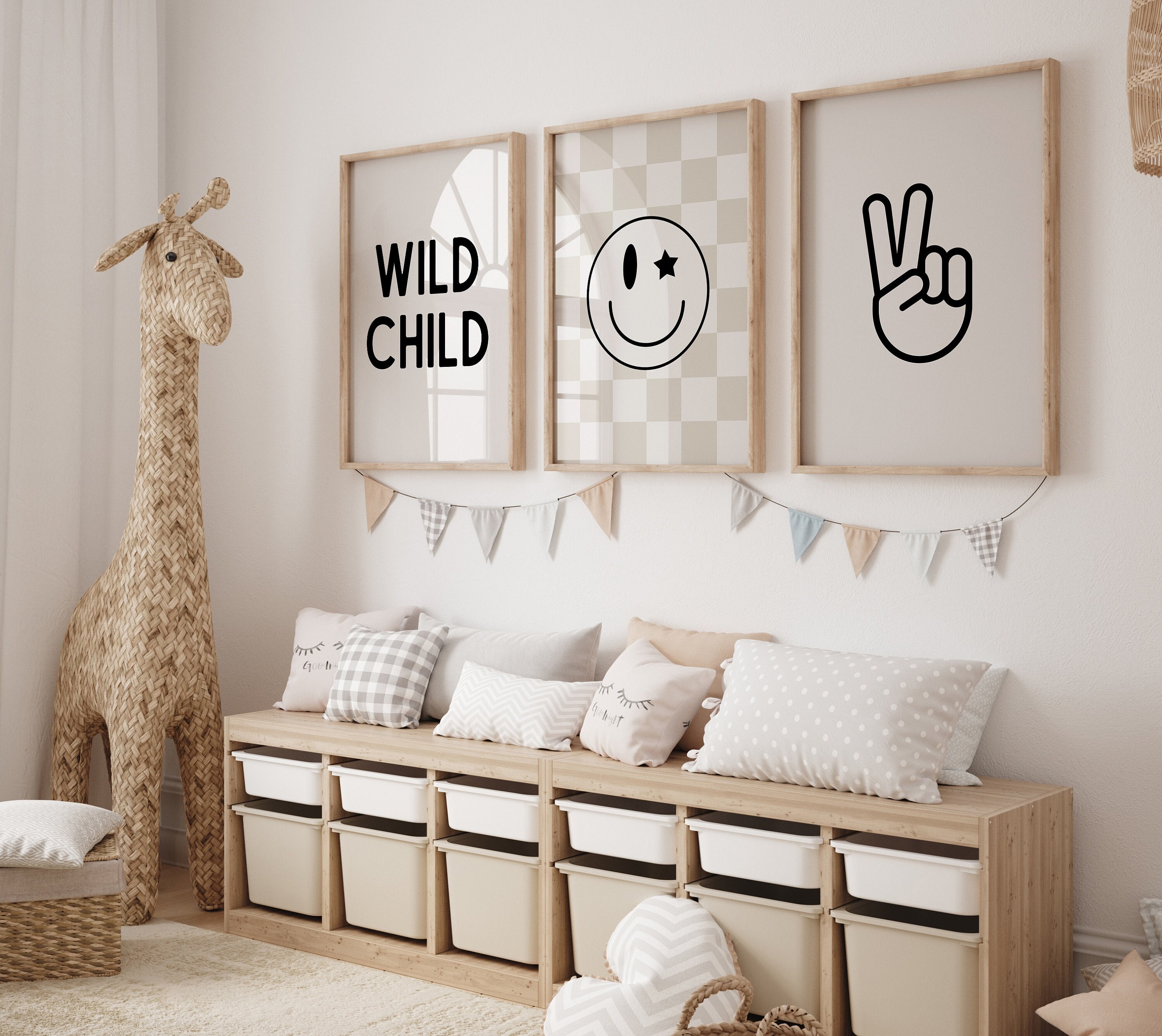 ファンシー ウォールデコ カルーセル ポニー B.A.B.Y Wild Child, Neutral Nursery, Checkered Nursery, Baby Boy Room, Kid