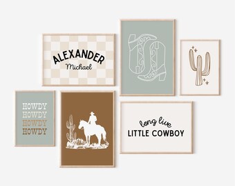 Set of 6, Digital Download, Cowboy nursery decor, Baby boy wall art, Western nursery, Boys room decor, rustic nursery, toddler room decor