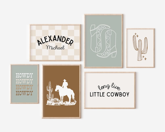 Set of 6, Digital Download, Cowboy nursery decor, Baby boy wall art, Western nursery, Boys room decor, rustic nursery, toddler room decor