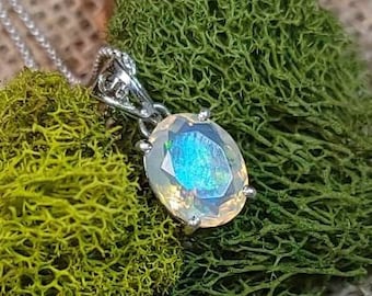 Faceted Ethiopian Opal Pendant With A Rare Pattern