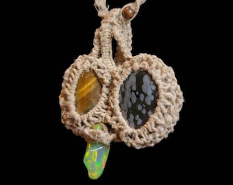 Macrame Pendant Hemp Wrap Necklace