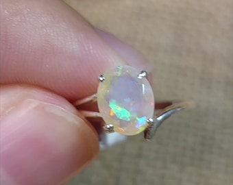 Faceted Ethiopian Opal Ring