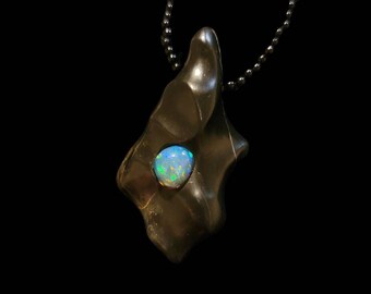 Wind Carved Black Jasper Ethiopian Opal Pendant Necklace – Gary Benzel Artistry