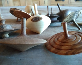 Wooden spinning top, turned by hand, unique natural and ecological piece