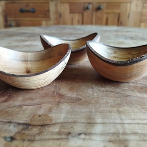 Three maple wood cups, unique pieces, food, natural and ecological