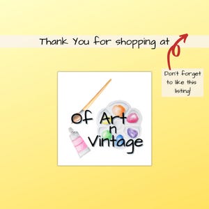 May include: A logo for a shop called "Of Art n Vintage" featuring a paintbrush, a paint palette with colorful paint, and a tube of pink paint.