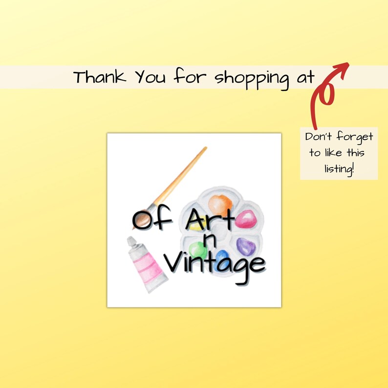 May include: A logo for a shop called "Of Art n Vintage" featuring a paintbrush, a paint palette with colorful paint, and a tube of pink paint.