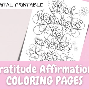 Gratitude Affirmations Coloring Pages for Adults | Mindfulness Digital Printable