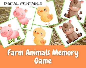 Farm Animals Memory Game: Printable Kids Activity (Digital Download)