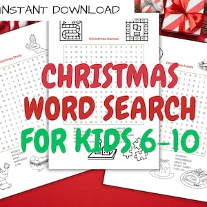 Christmas Word Search Fun for Kids | Printable Holiday Puzzle | Perfect Stocking Stuffer