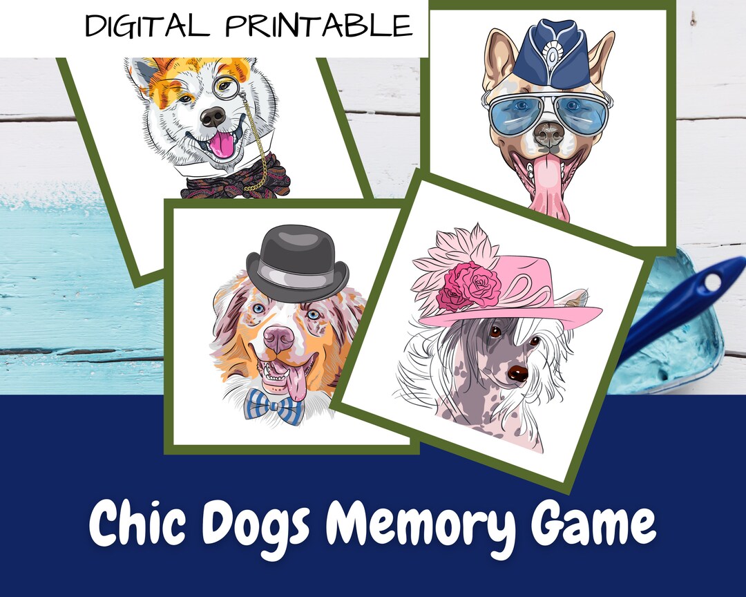 Dogs With Attitude Memory Game for Dog Lovers Fun Activity Instant