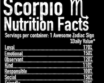 SCORPIO NUTRITION FACTS svg,png, jpg archivo de corte