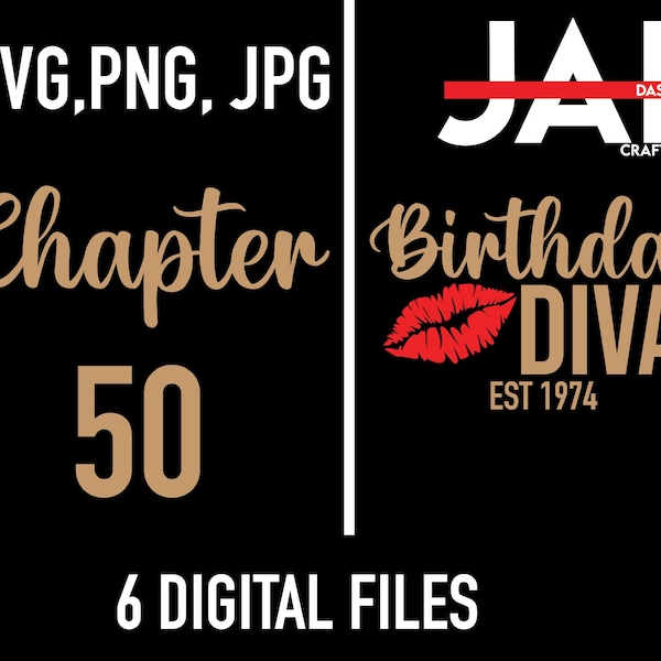 Birthday Diva est 1974 50th Birthday svg,png and jpeg included