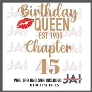 Birthday Diva est 1980 45th Birthday svg,png and jpeg included
