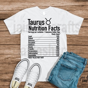 TAURUS NUTRITION FACTS Svg, Png and Jpg - Etsy