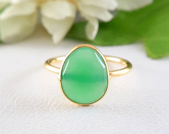 US Size 9.25 Chrysoprase Jewelry Metaphysical Stunning Chrysoprase Rings