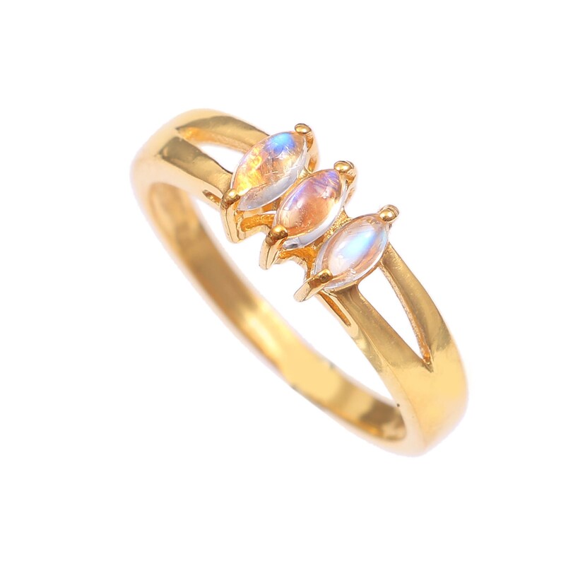Engagement Ring Birthstone Ring Gold Vermeil Ring Bezel Set Ring Designer Ring Natural Rainbow Moonstone Ring