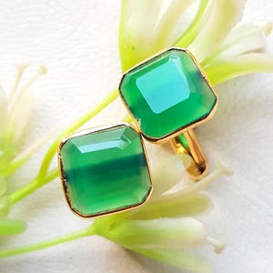 Natural Green Onyx Gemstone Cufflinks, Gold Vermeil Cufflinks, Party Wear Cufflinks, Men&#39;s Cufflinks, Gemstone Cufflink For Men, Man Gift