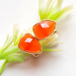 Natural Gemstone Cufflinks, Gold Vermeil Cufflinks, Natural Carnelian Cufflink, Men&#39;s Cufflink, Best Gift For Men, Gemstone Cufflink For Men