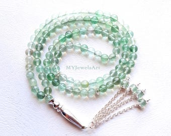 REAL Green Fluorite Gemstone 99 Beads Tasbih, Beads Tasbih, Islamic Prayer Beads, Sibha, Ramadan Gift, Misbaha, Muslim Gift, Muslim Rosary