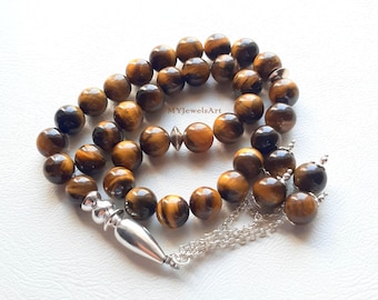 Tiger's Eye Gemstone 33 Beads Tasbih, 10 MM Beads Tasbih, Islamic Prayer Beads, Sibha, Ramadan Gift, Misbaha, Muslim Gift, Muslim Rosary