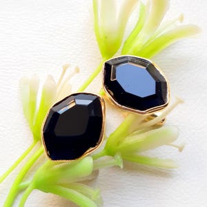 Natural Black Spinel Gemstone Cufflinks, Gold Vermeil Cufflinks, Party Wear Cufflinks, Men&#39;s Cufflinks, Gemstone Cufflink For Men, Man Gift