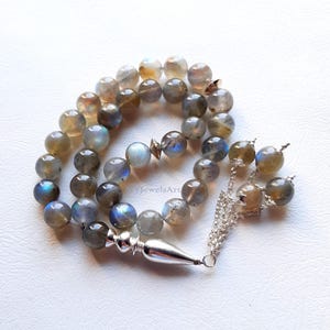 Echte Labradorit Edelstein 33 Perlen Tasbih, 10 mm Perle Tasbih, Islamische Gebetskette, Sibha, Ramadan Geschenk, Misbaha, Muslimischer Rosenkranz