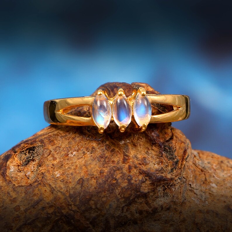 Engagement Ring Birthstone Ring Gold Vermeil Ring Bezel Set Ring Designer Ring Natural Rainbow Moonstone Ring