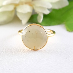 100% natürlicher gelber Saphir Edelstein Ring - Handgemachter Ring - Kostbarer Geburtsstein Ring - Gelber Saphir Gold Vermeil Ring