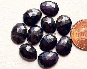 Natural Purpurite Rose Cut Loose Gemstone - 10 Pieces Lot Purpurite Rose Cut Flat Back Gemstone For Jewelry Making, Ring, Pendant