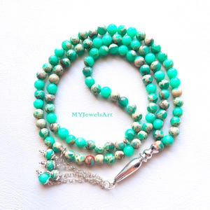 REAL Green Jasper Gemstone 99 Beads Tasbih, Beads Tasbih, Islamic Prayer Beads, Sibha, Ramadan Gift, Misbaha, Muslim Gift, Muslim Rosary