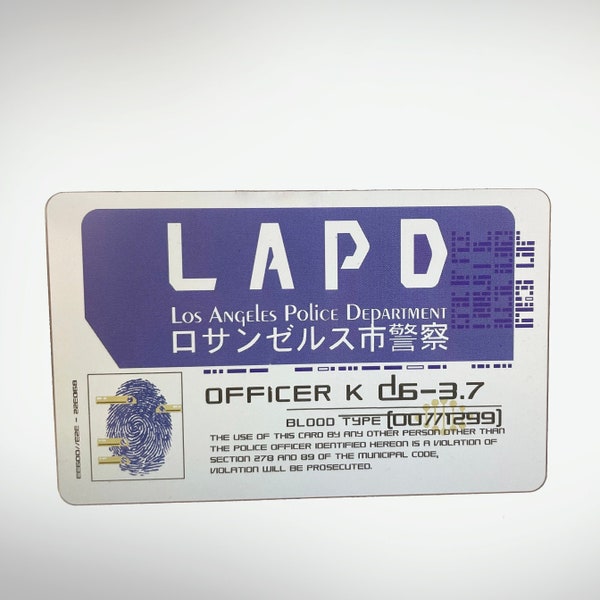BLADE RUNNER 2049 Officer K ID card