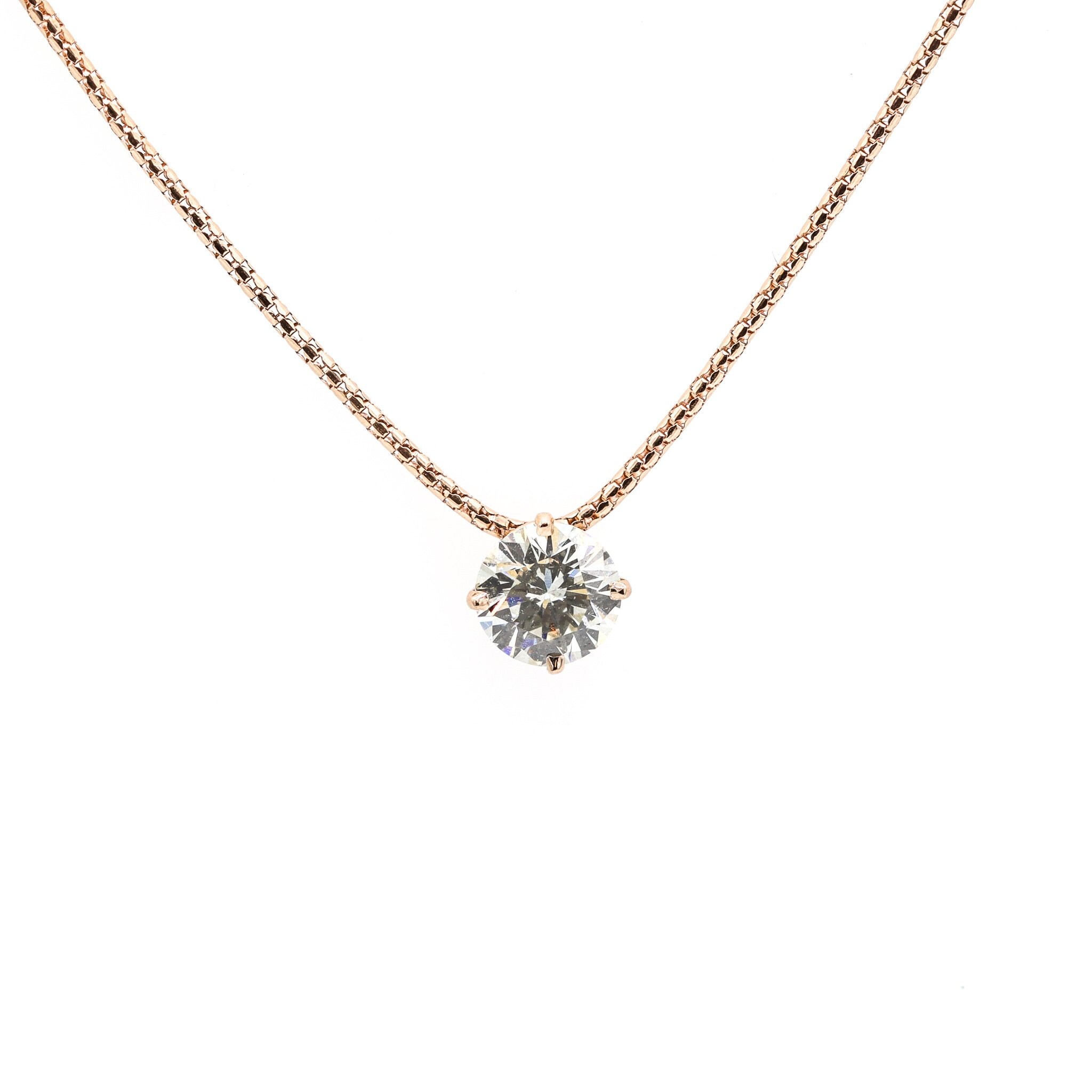 14k Rose Gold Necklace With Diamond | Etsy