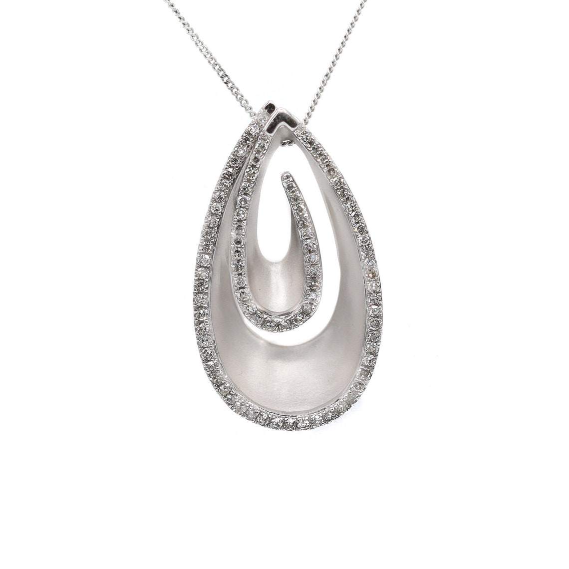 14K White Gold Herringbone Diamond Necklace 0.59 Ct. Natural Etsy