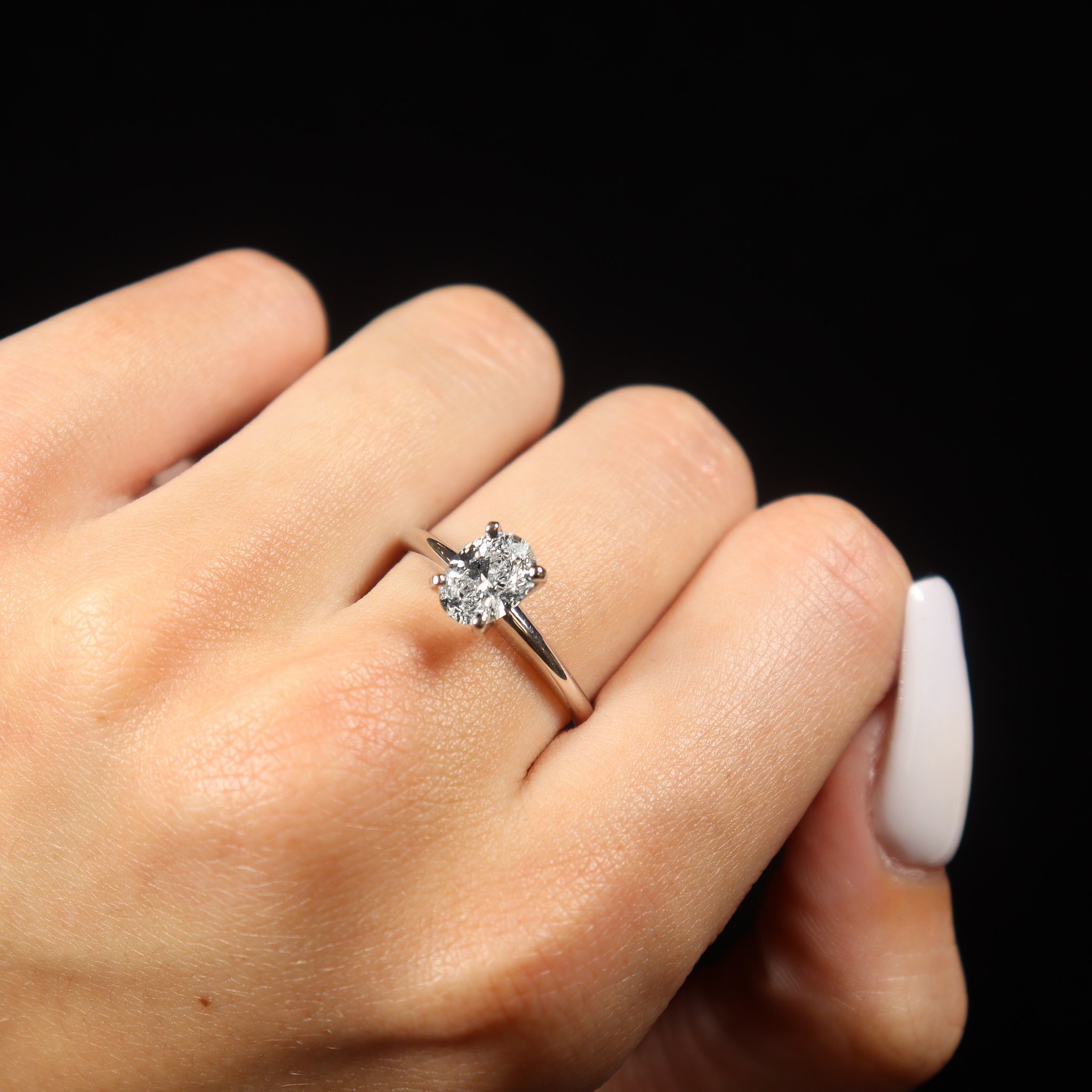 14K Gold 1 CT Oval Diamond Engagement Ring Classic Oval Etsy