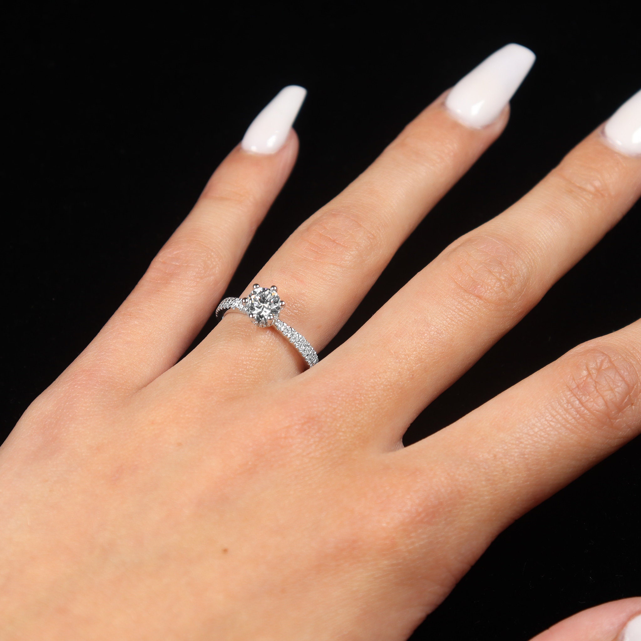 14K Gold Classic Engagement Ring Sophisticated 1.13 CT Round | Etsy